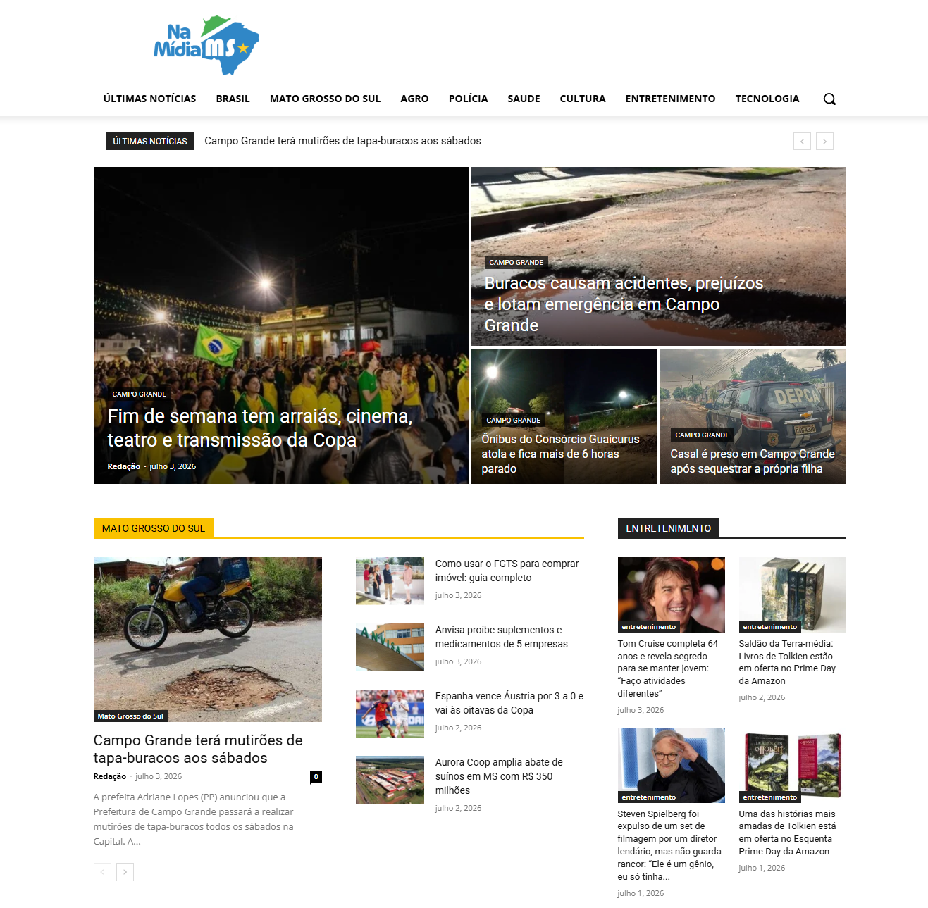 Mockup do Portal de Notícias